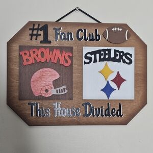 Browns vs Steelers hand painted wall hanging
